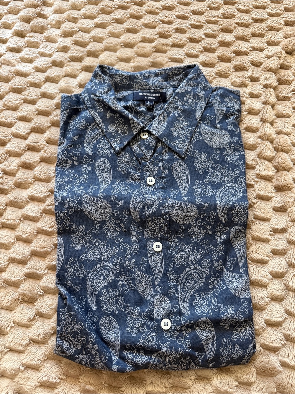 Brooks Brothers Navy Blue Paisley Button-Down Shirt